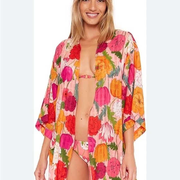Trina Turk Sunny Bloom Floral Kimono Cover-Up and One Piece Swim Suit Set - Picture 2 of 10